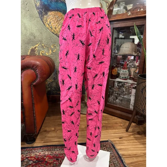 Gecko Hawaii Pink Gecko Print Beach Pants Large Y2K - Picture 6 of 15